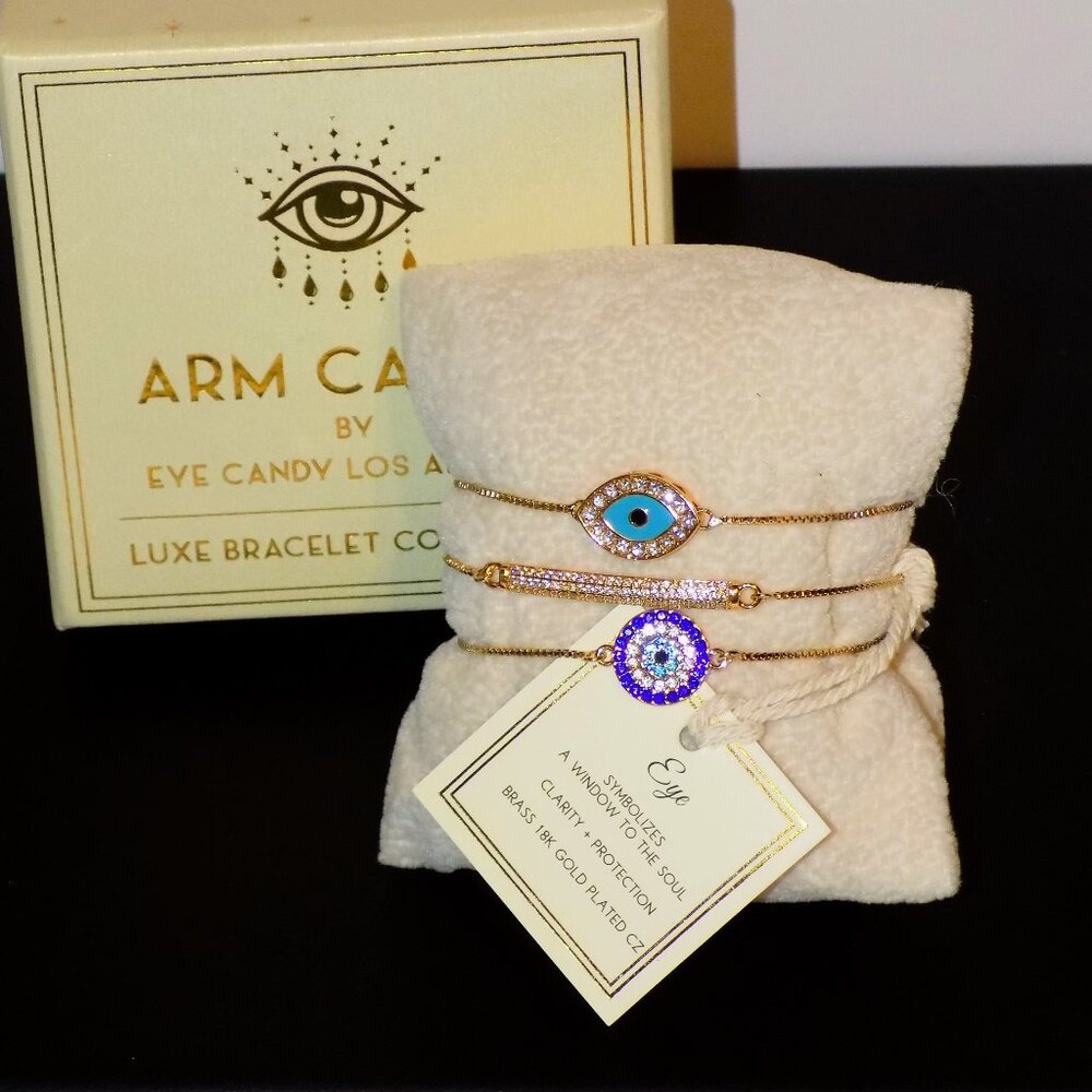 New Arm Candy by Eye Candy LA Luxe Bracelet Collection 18K Gold Plated, CZ